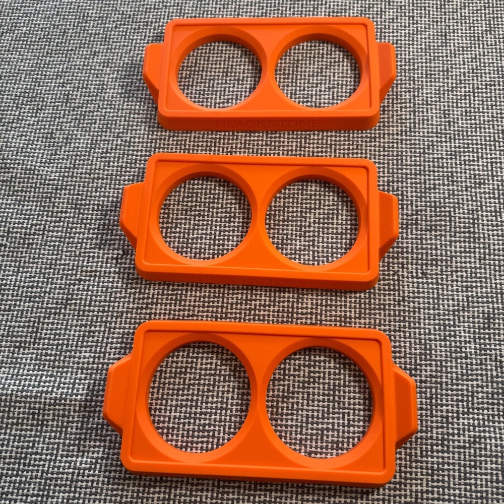 Blackstone Orange Silicone Dual Egg Ring Set of 3 Griddle Pancake Molds 8.5 Inch